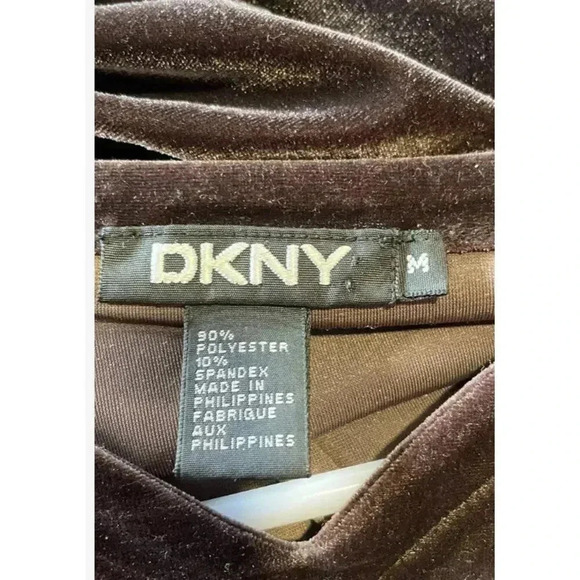 DKNY Womens Chocolate Brown Velvet Long Sleeve Shirt - M - Picture 8 of 12